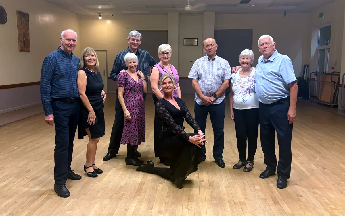 Justyna with a group of her adult students in the dance hall